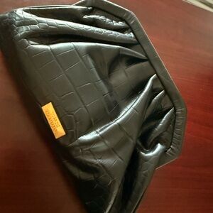 Vince Camuto Black Embossed Clutch Leather Bag NWT with dustbag